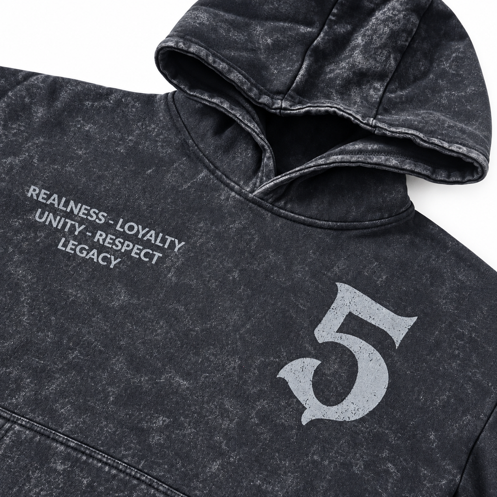 "VDV x 5TATE OF MIND" Hoodie Washed Black