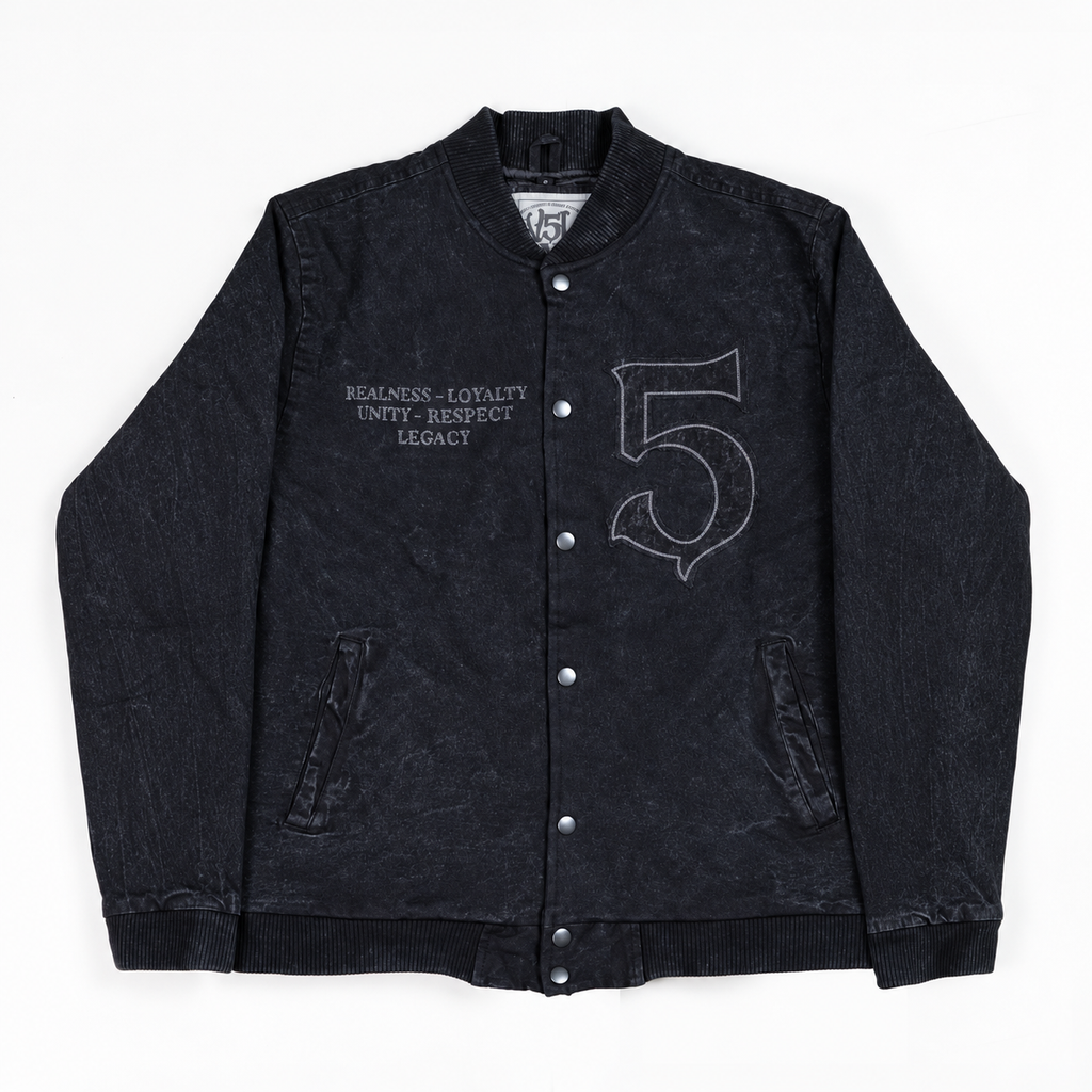 "VDV x 5TATE OF MIND" Canvas Bomber Washed Black